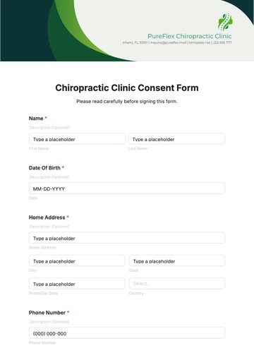 Free Chiropractic Clinic Consent Form Template to Edit Online