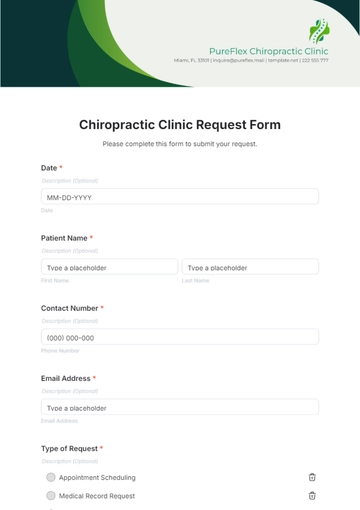 Free Chiropractic Clinic Request Form Template to Edit Online