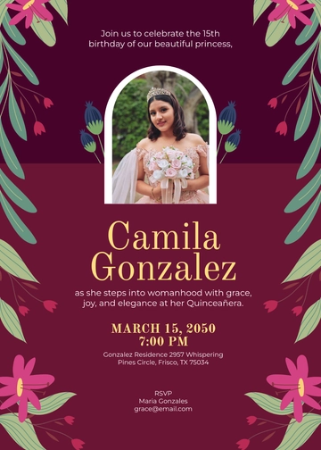 Free Princess Quinceañera Invitation Template to Edit Online