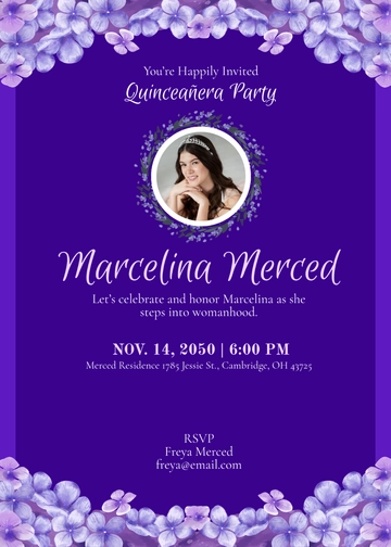 Free Lavender Quinceañera Invitation Template to Edit Online
