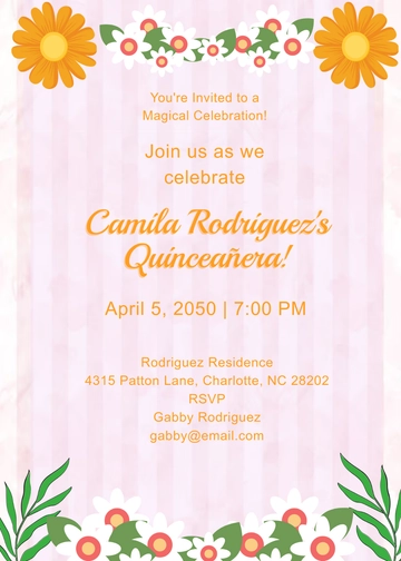 Free Lilac Quinceañera Invitation Template to Edit Online