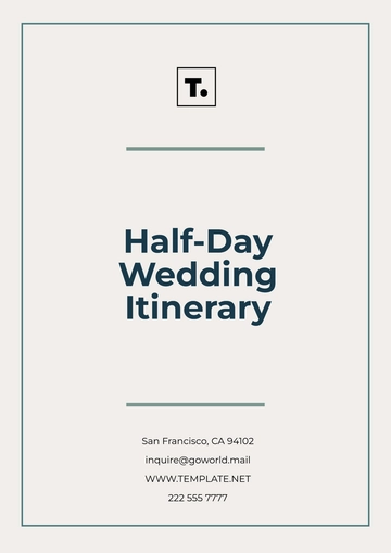 Free Half-Day Wedding Itinerary Template to Edit Online