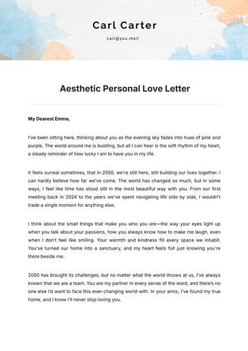 Free Aesthetic Personal Love Letter Template to Edit Online