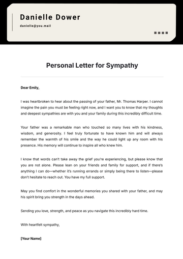 Free Personal Letter Template for Sympathy to Edit Online
