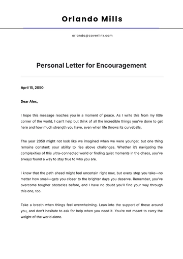 Free Personal Letter for Encouragement Template to Edit Online