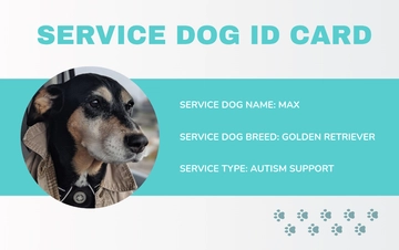 Free Modern Service Dog ID Card for Kids Template to Edit Online
