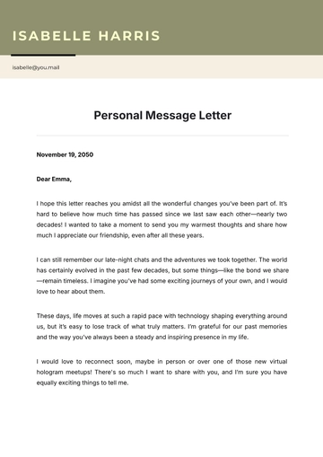 Free Personal Message Letter Template to Edit Online