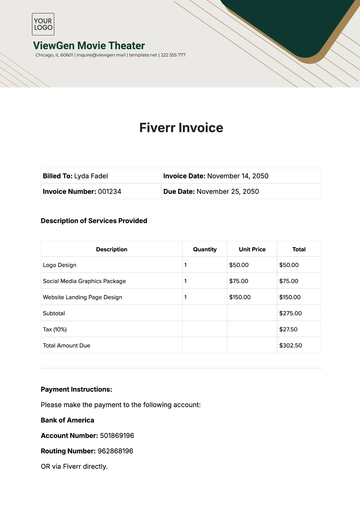Free Fiverr Invoice Template to Edit Online
