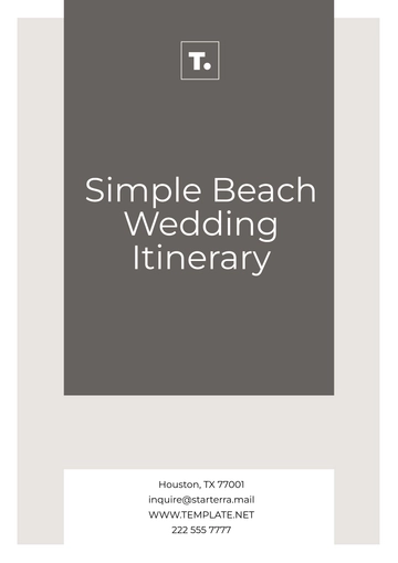 Free Simple Beach Wedding Itinerary Template to Edit Online