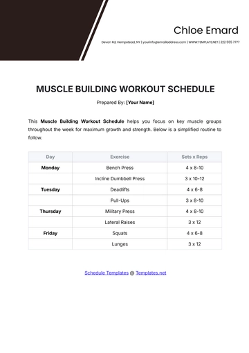 Free Muscle Building Workout Schedule Template to Edit Online