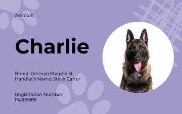 Free Psychiatric Service Dog ID Card Template to Edit Online
