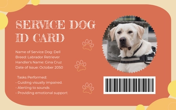 Free Custom Service Dog ID Card Template to Edit Online