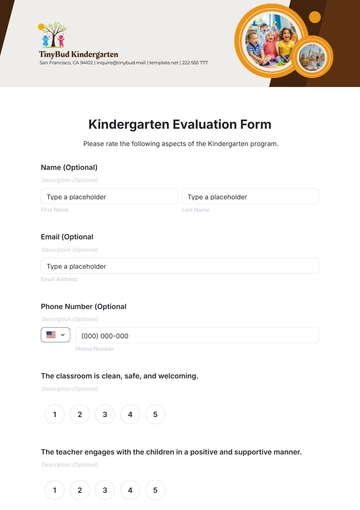 Free Kindergarten Evaluation Form Template to Edit Online