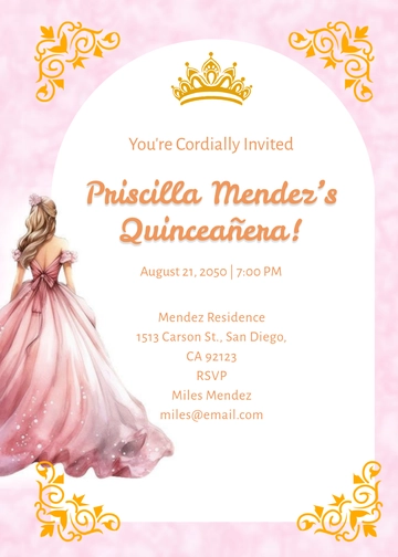 Free Professional Quinceañera Invitation Template to Edit Online
