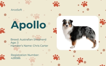 Free Therapy Service Dog ID Card Template to Edit Online