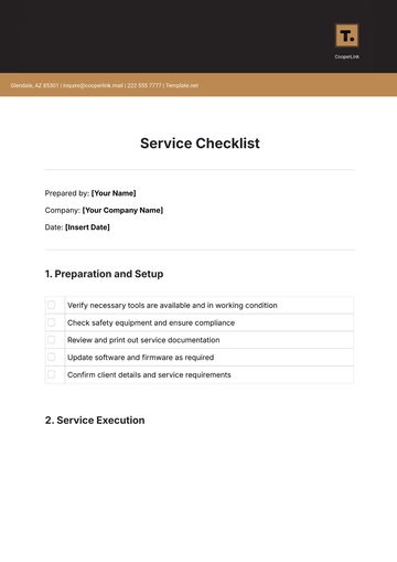 Free Service Checklist Template to Edit Online