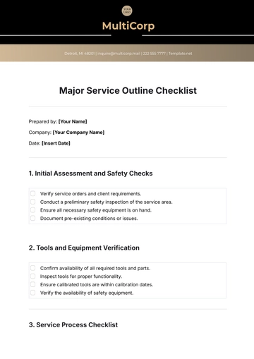 Free Major Service Outline Checklist Template to Edit Online