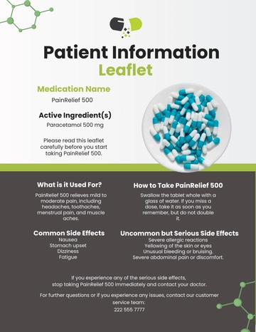 Free Pharmaceutical Patient Information Leaflet Template to Edit Online