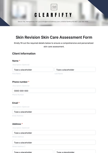 Free Skin Revision Skin Care Assessment Form Template to Edit Online