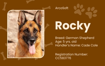 Free PVC Service Dog ID Card Design Template to Edit Online