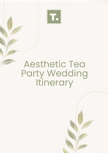 Free Aesthetic Tea Party Wedding Itinerary Template to Edit Online