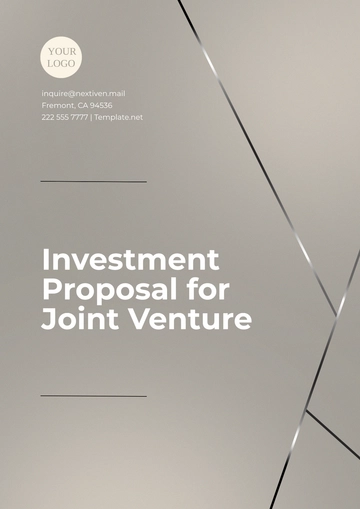 Free Investment Proposal for Joint Venture Template to Edit Online