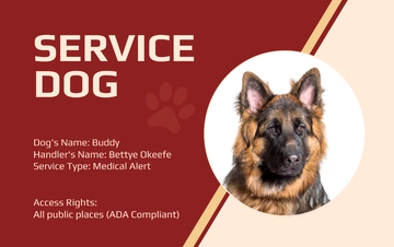 Free Service Dog ID Card with QR Code Template to Edit Online