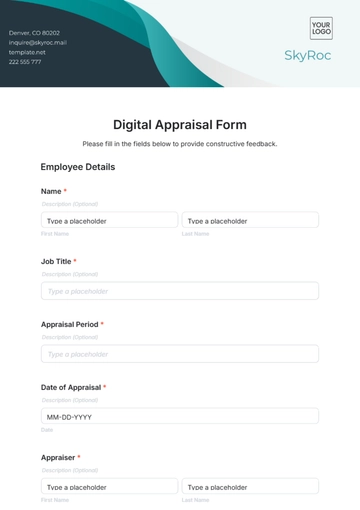 Free Digital Appraisal Form Template to Edit Online