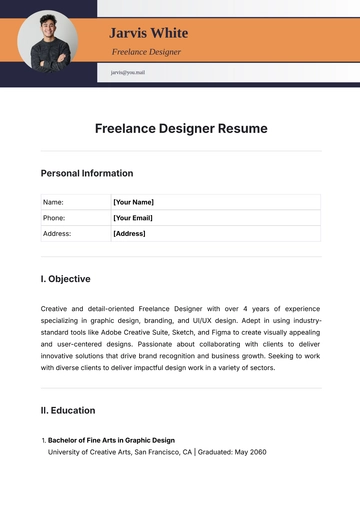 Free Freelance Designer Resume Template to Edit Online
