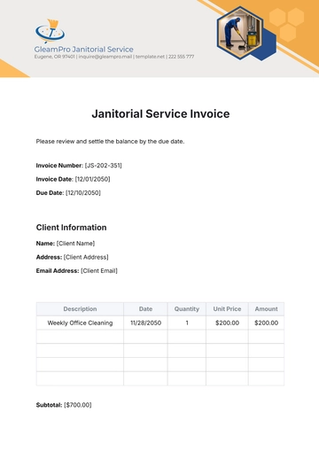 Free Janitorial Service Invoice Template to Edit Online Free Janitorial Service Invoice Template to Edit Online