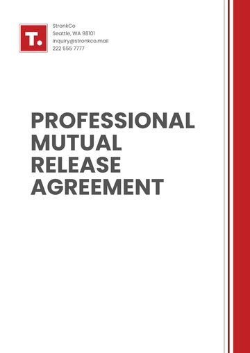 Free Professional Mutual Release Agreement Template to Edit Online