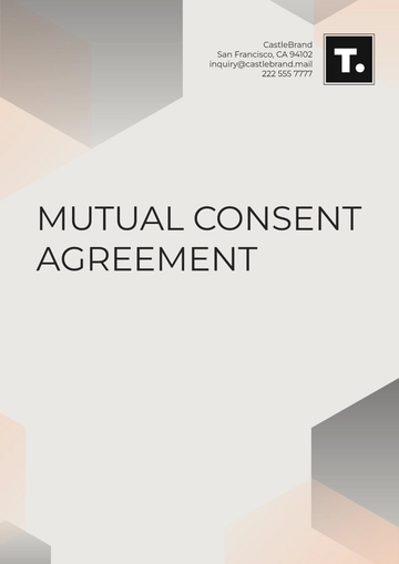 Free Mutual Consent Agreement Template to Edit Online