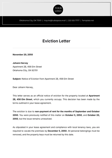 Free Eviction Letter Template to Edit Online