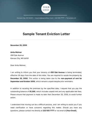 Free Sample Tenant Eviction Letter Template to Edit Online
