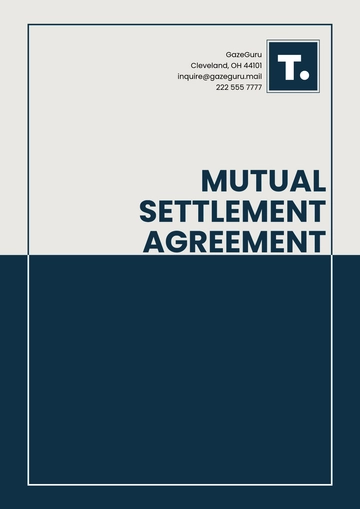 Free Mutual Settlement Agreement Template to Edit Online