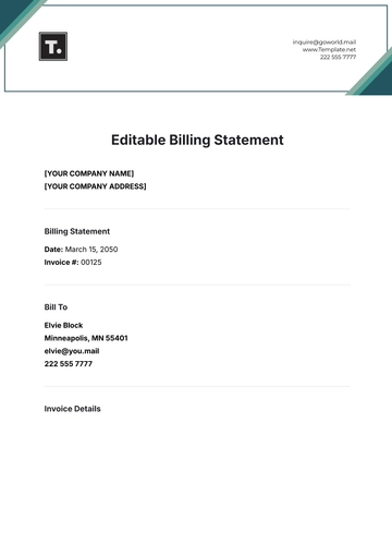 Free Editable Billing Statement Template to Edit Online