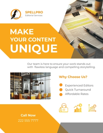 Free Editorial Service Flyer Template to Edit Online