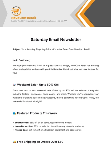 Free Saturday Email Newsletter Template to Edit Online