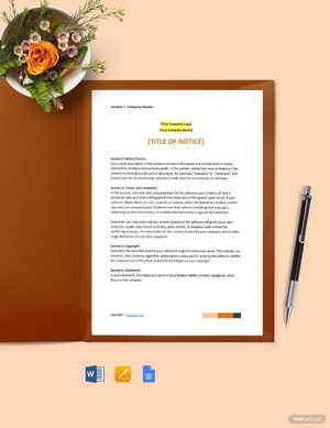 Software Notice Format Template