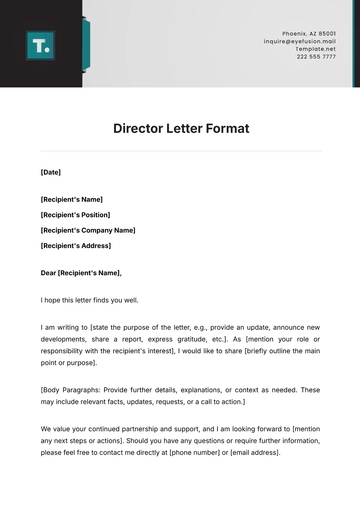 Free Director Letter Format Template to Edit Online