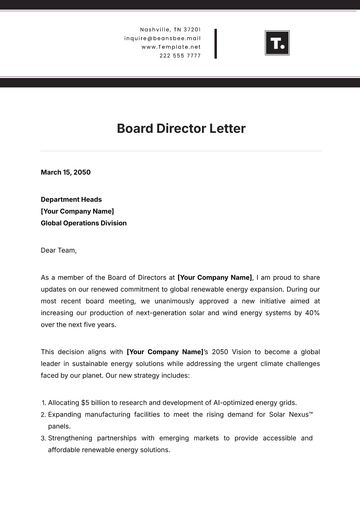 Free Board Director Letter Template to Edit Online