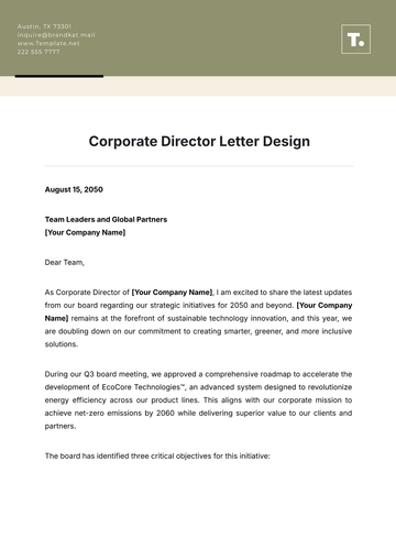 Free Corporate Director Letter Design Template to Edit Online