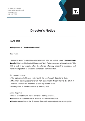 Free Director's Notice Template to Edit Online