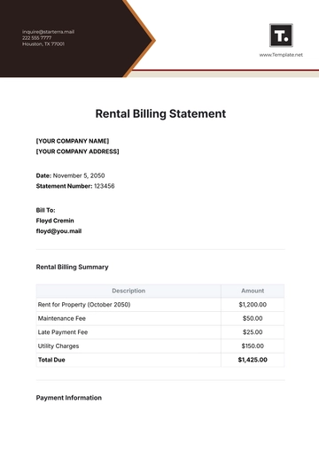 Free Rental Billing Statement Template to Edit Online