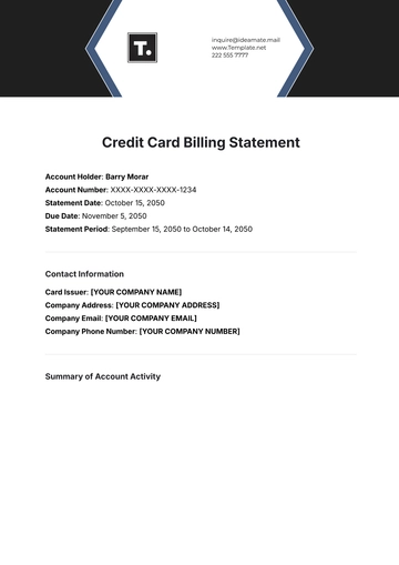 Free Credit Card Billing Statement Template to Edit Online