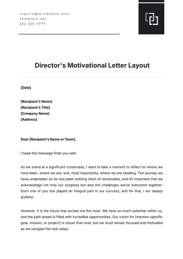Free Director's Motivational Letter Layout Template to Edit Online