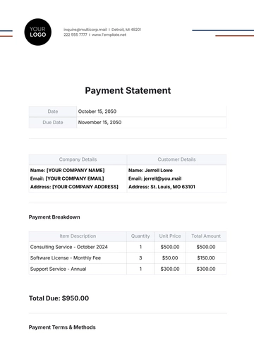Free Payment Statement Template to Edit Online