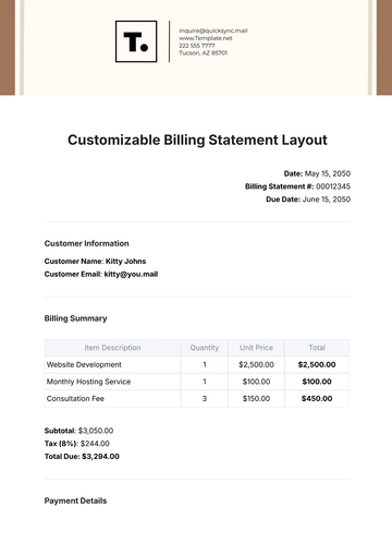 Free Customizable Billing Statement Layout Template to Edit Online