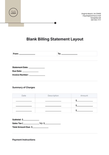 Free Blank Billing Statement Layout Template to Edit Online