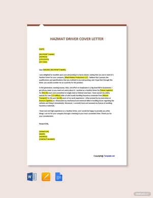 HazMat Driver Cover Letter